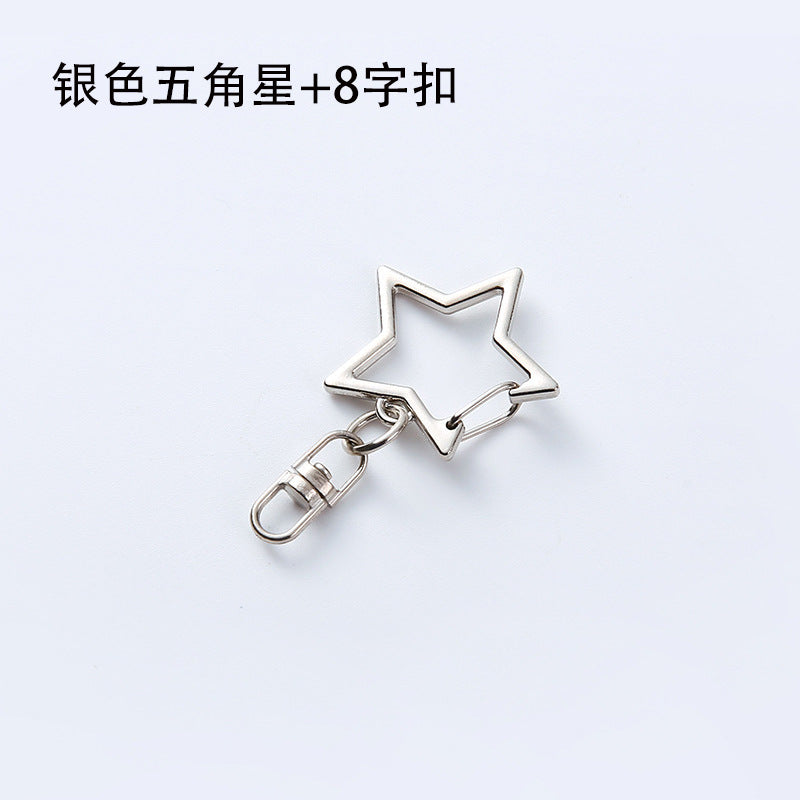 Metal DIY Five-pointed Star Clip Keychain