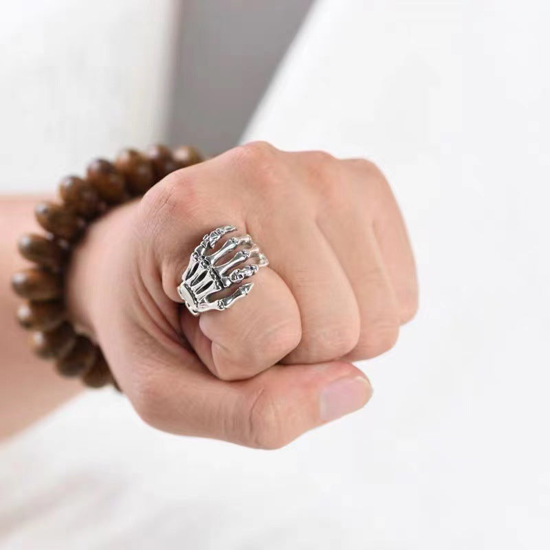 Wholesale  Silver Punk Skull Ghost Claw Ring