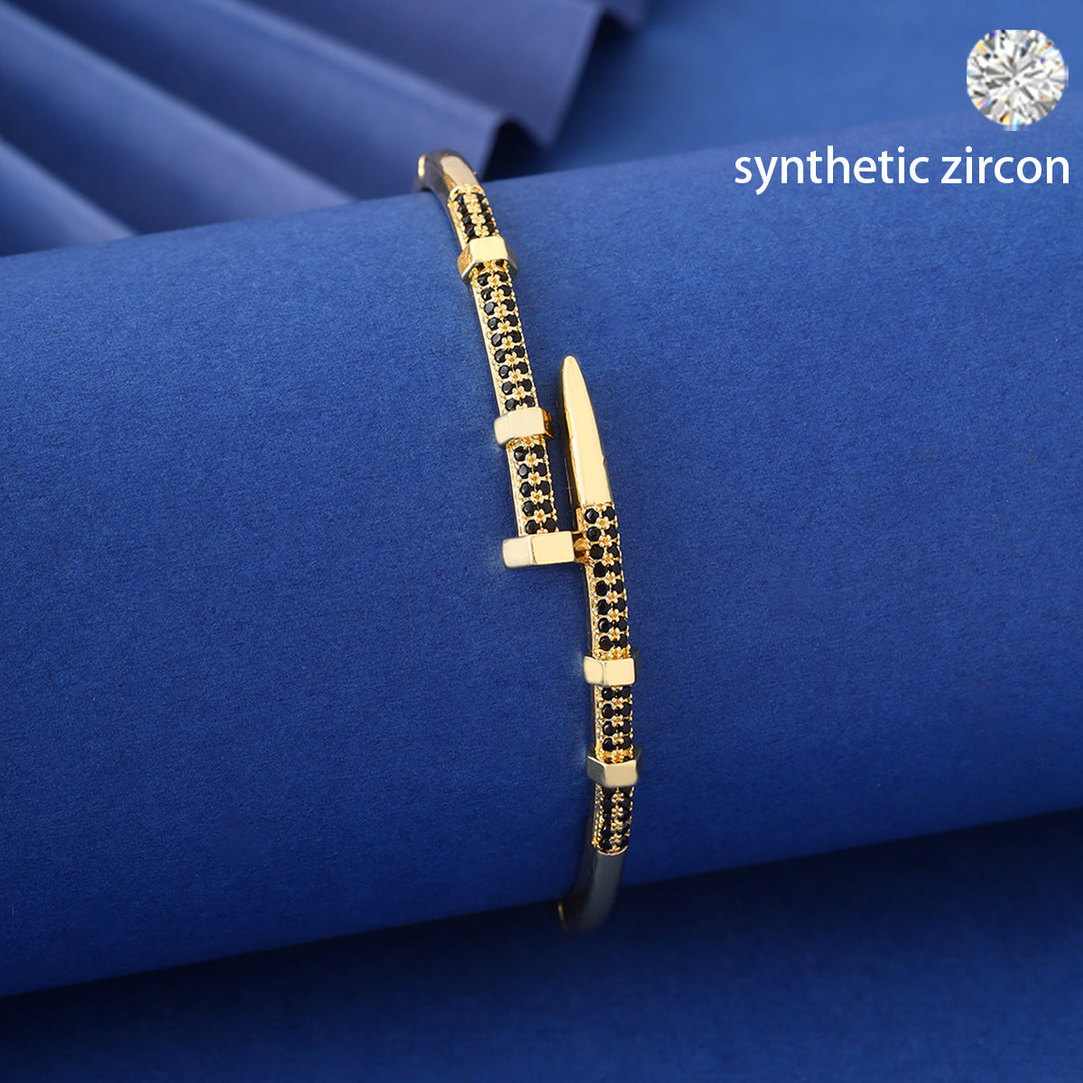 Wholesale Nail copper micro inlaid zircon open bracelet
