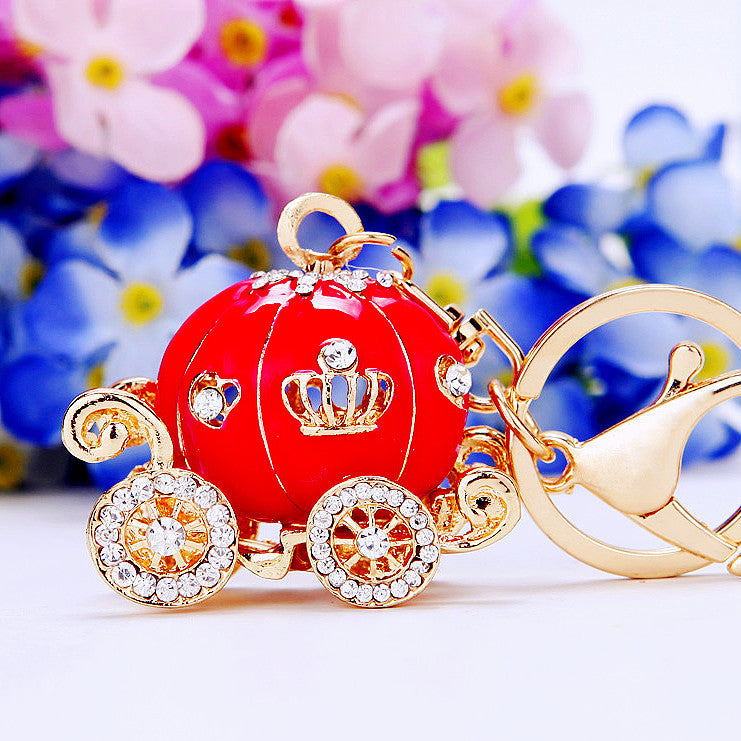 Wholesale Metal Keychain Rhinestone Princess Carriage Car Key Accessory Gift For Women
