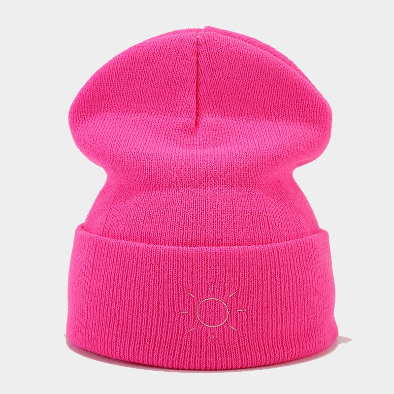 Wholesale Winter Hat Simple Sun Embroidered Woolen Hat Knitted Hat