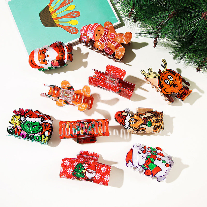 Wholesale Christmas Snowman Hair Claw Clip Snowflake Gingerbread Design Stylish Hair Accessory For Party Gift And Boutique Resale