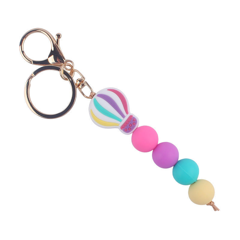 Wholesale Cartoon Hot Air Balloon Silicone Handmade Beaded Keychain
