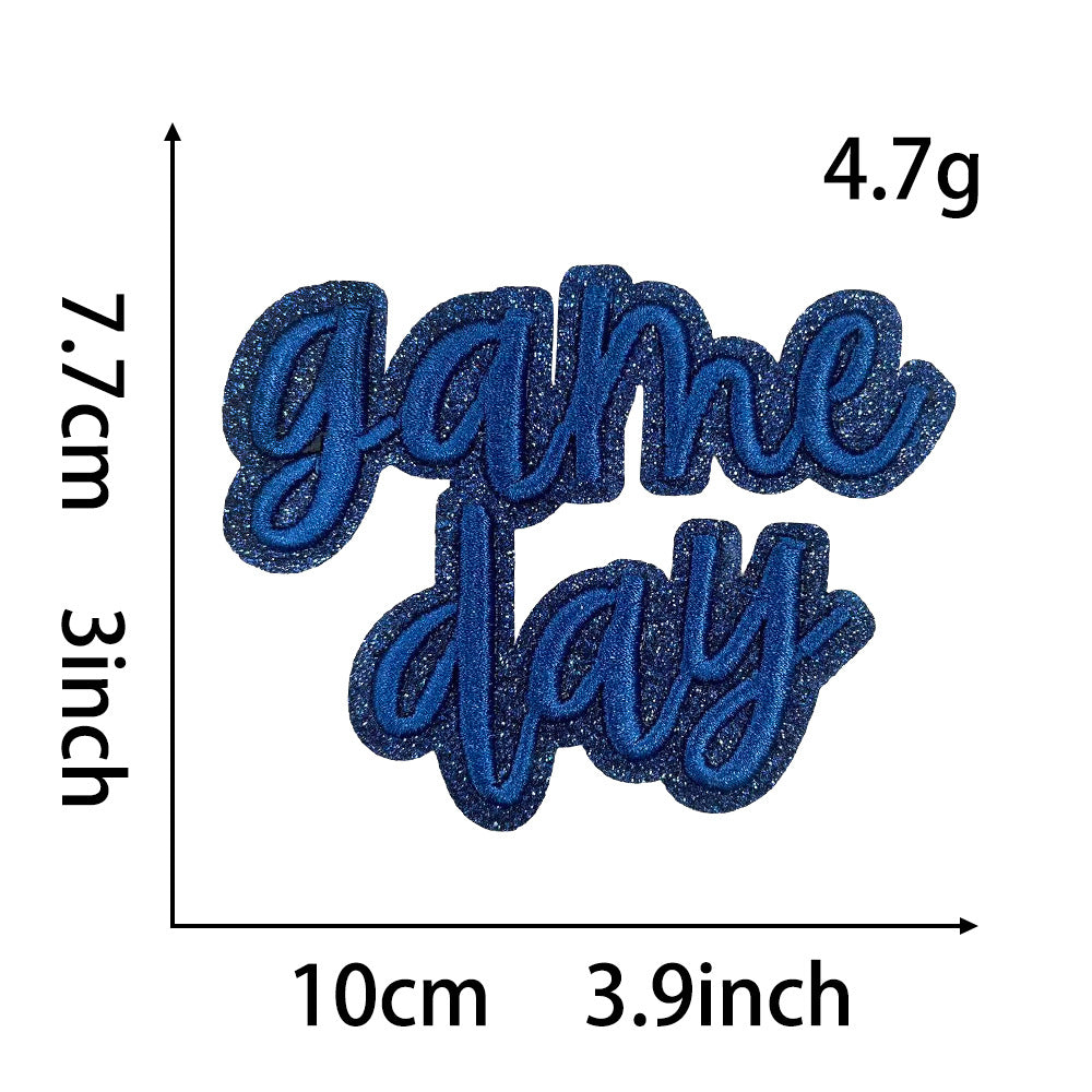 Wholesale Blue Game Day 3D Embroidered Iron On Patch For Clothing Trendy Party Gift Boutique Resale