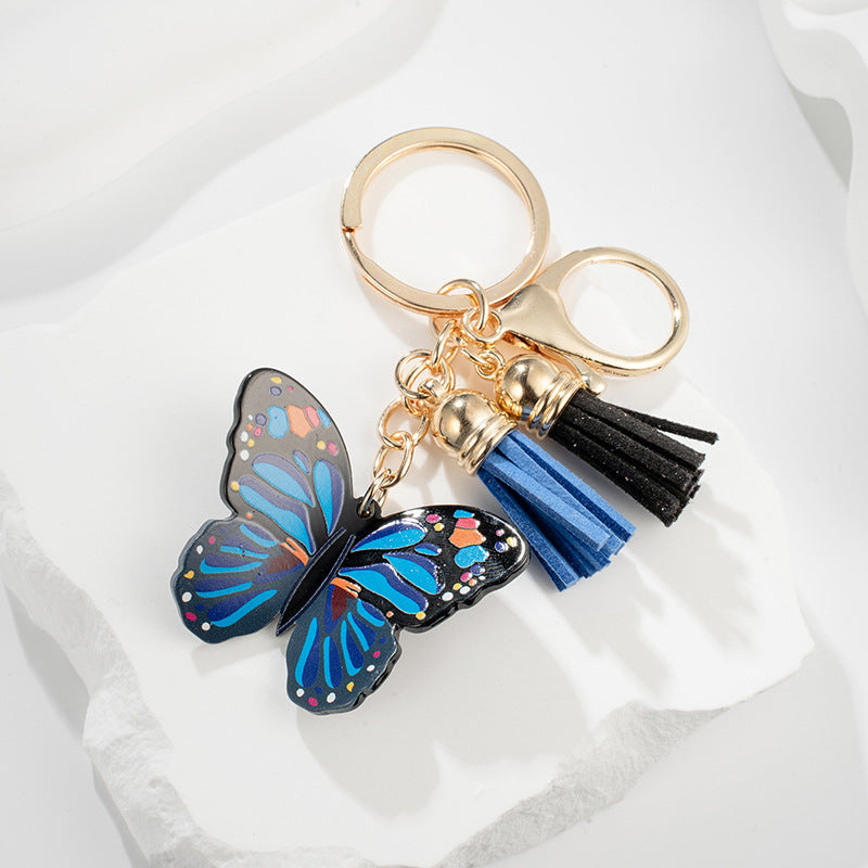 Wholesale Blue Butterfly Metal Keychain