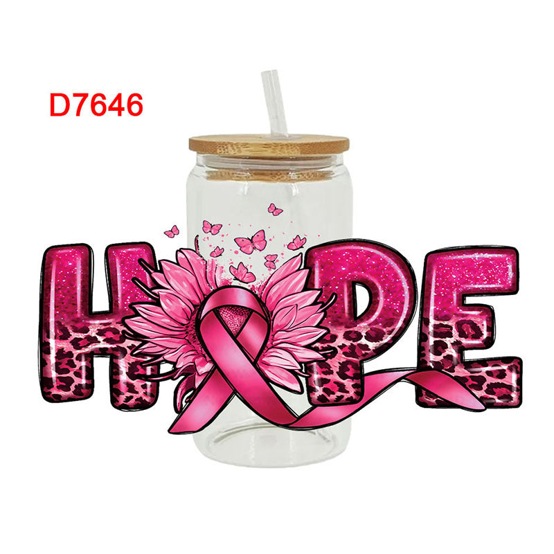 Wholesale Pink   letters  16oz Cup UV DTF Wraps