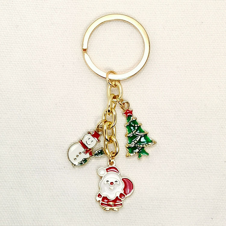 Wholesale Christmas Santa Claus Elk Snowman Alloy Keychain