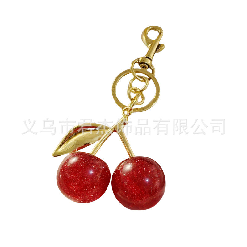 Wholesale Cherry Fashion Exquisite Crystal Resin Cherry Car Keychains
