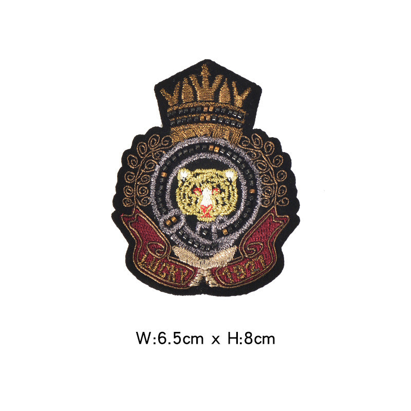 Wholesale Felt Base Sequin 3D Crown Bee Embroidered Patch Badge For Clothing Towel DIY Accessory