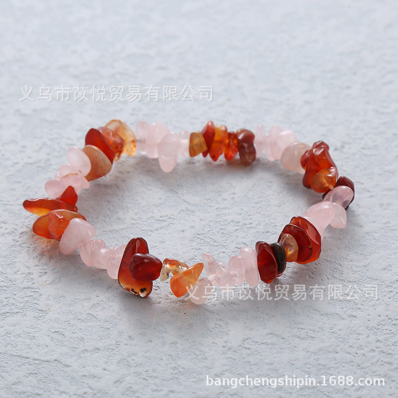 Wholesale 5pcs natural crystal gravel elastic bracelet colorful gravel bracelet