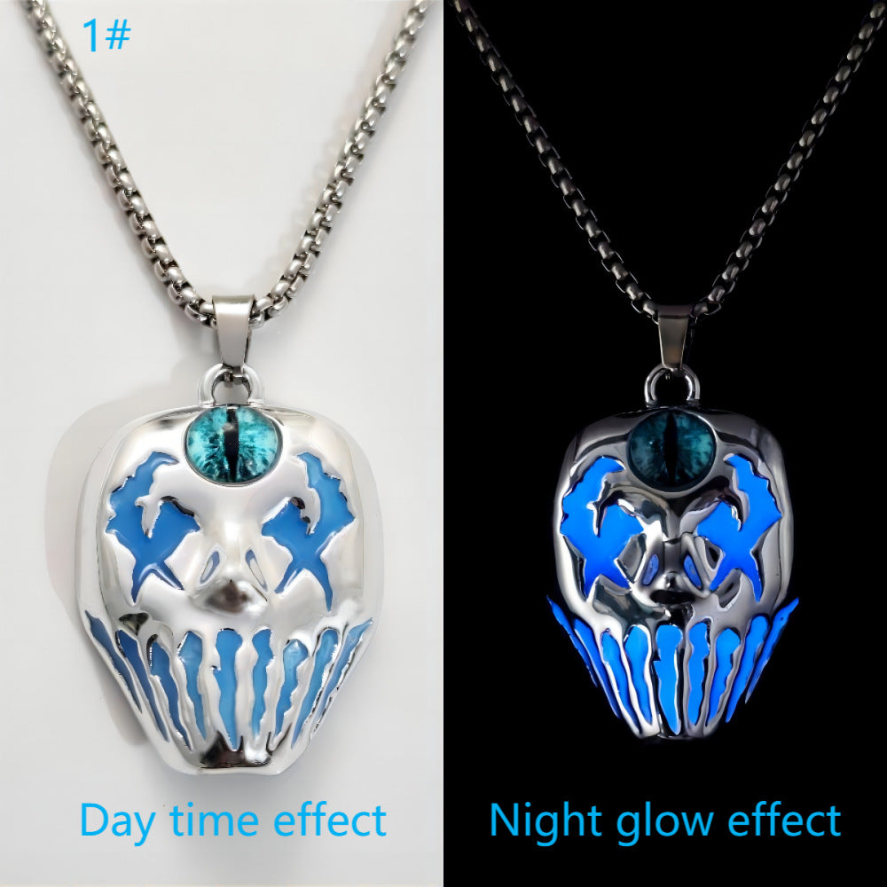 Wholesale Halloween Joker Luminous Mask Skull Face Necklace
