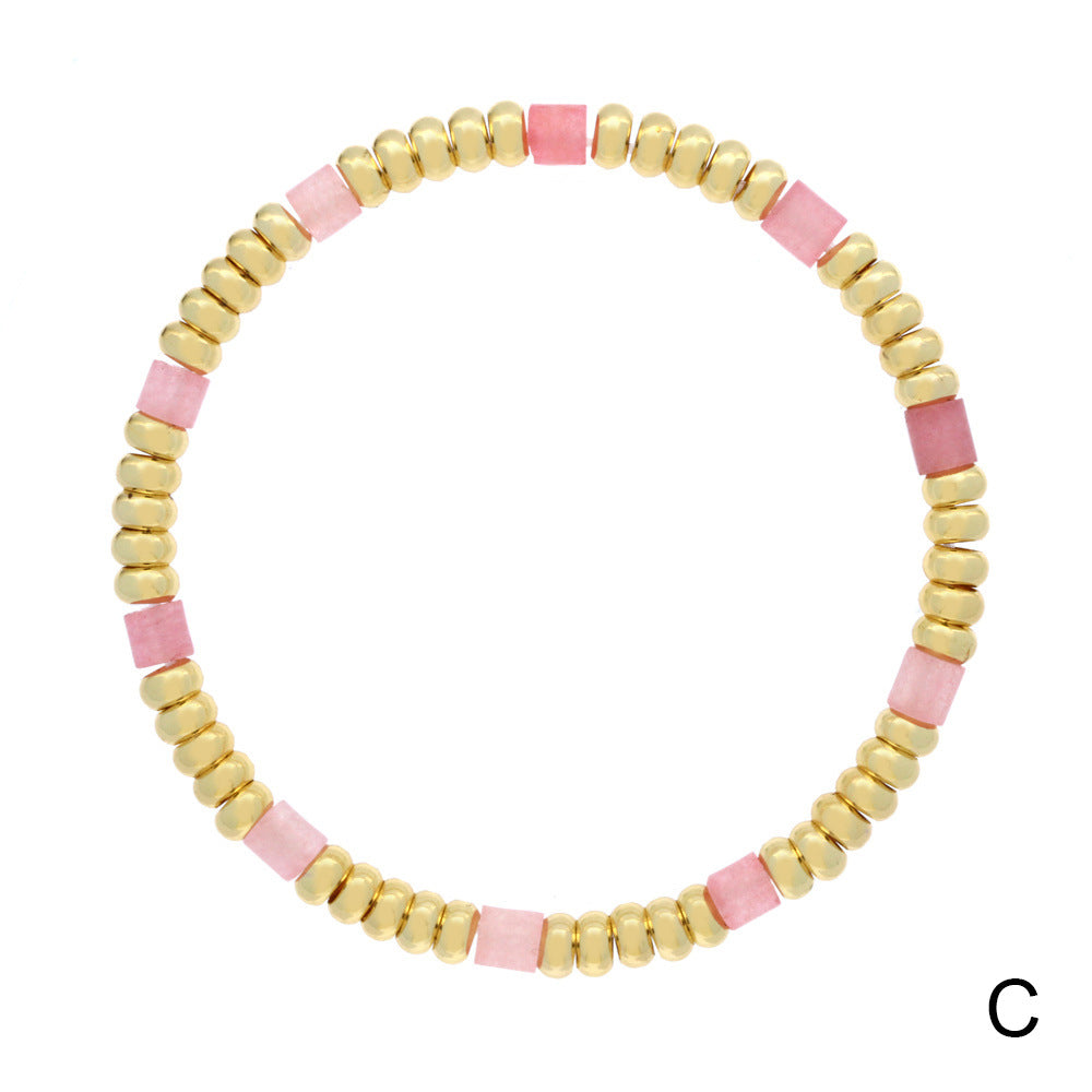 Wholesale Boho Colorful Stone Beads Stackable Elastic Cord Bracelet