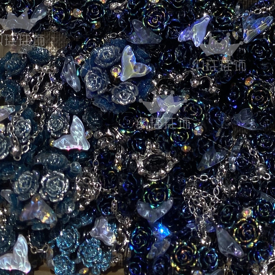 Wholesale 5PCS/PACK Crown Mermaid Tassel Soft Ceramic Drill Ball with Straight Hole Beads