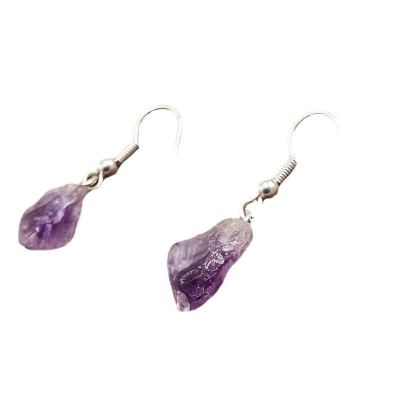 Wholesale Natural amethyst rough stone earrings