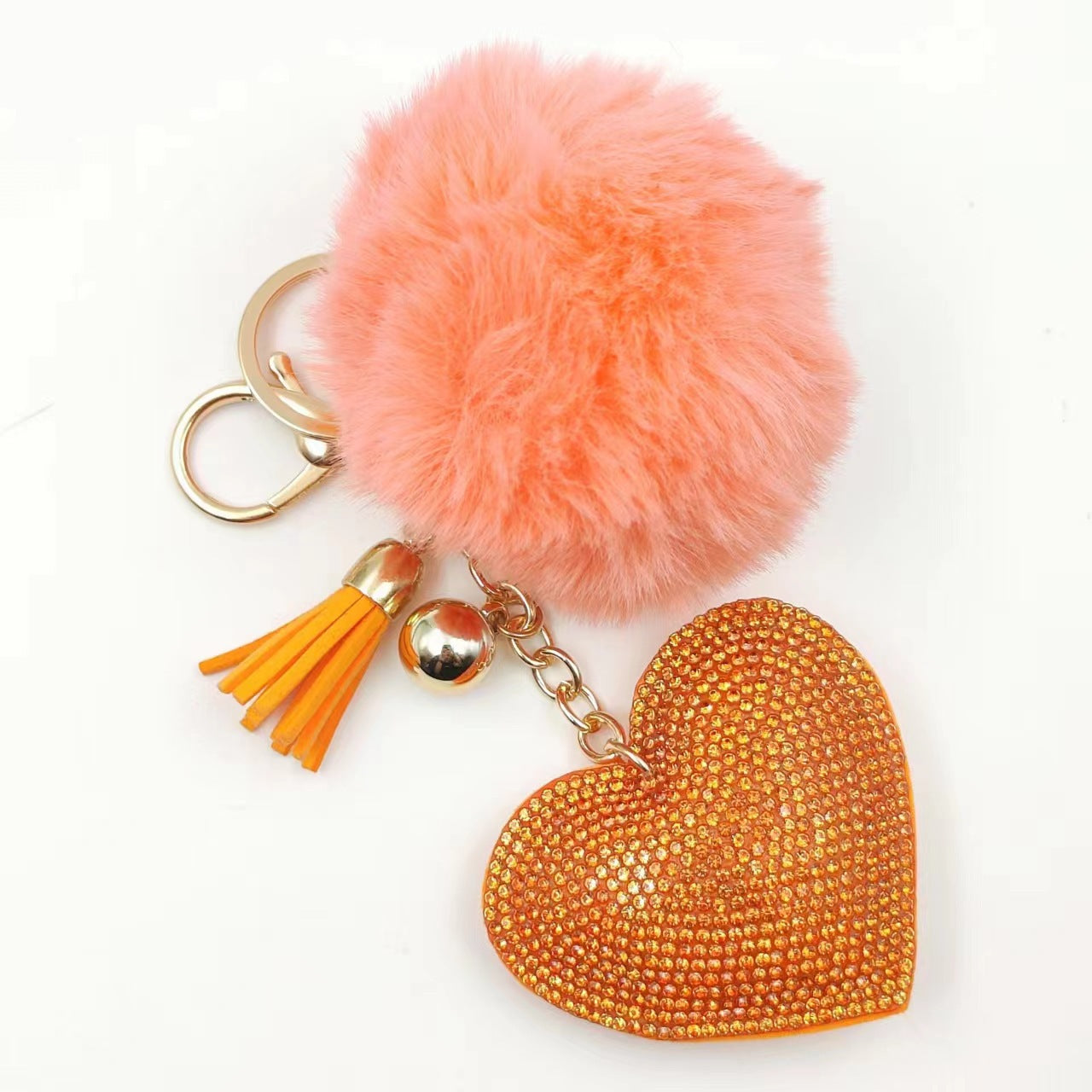 Wholesale explosions hot drilling love key chain bag pendant fur ball accessories car pendant