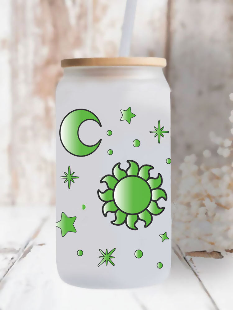 Wholesale Colorful Cartoon Cute Sun  Moon  and Stars Theme 16oz Cup UV DTF Wraps