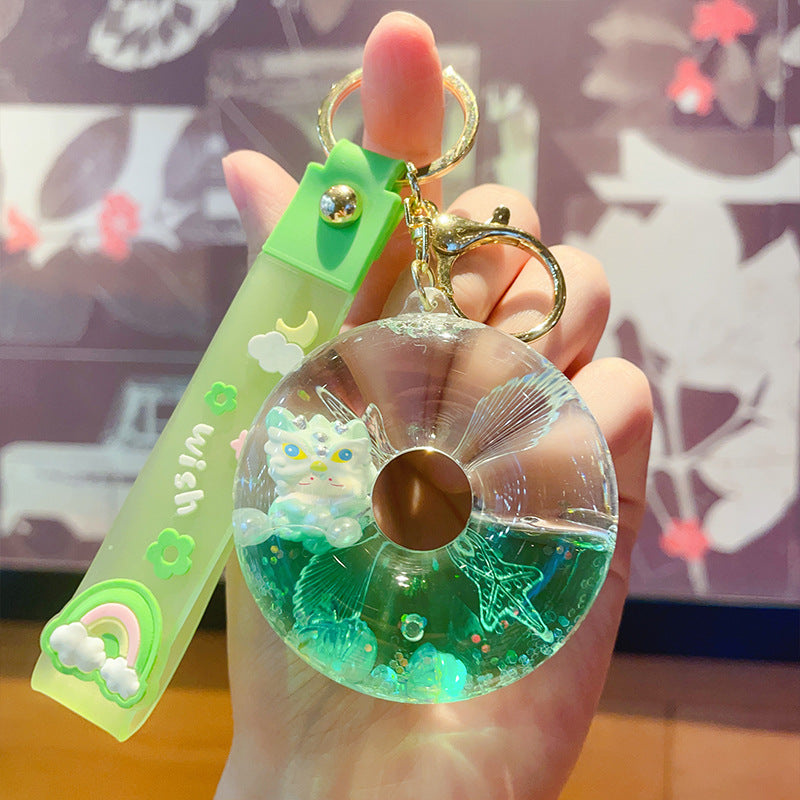 Wholesale Lion Dance Donut Oiled Acrylic Keychain