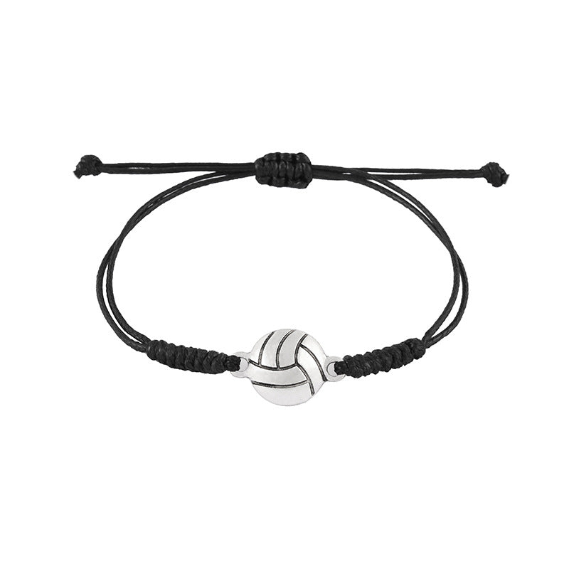 Wholesale Wax Thread Hand-woven Alloy Football Baseball Basketball Volleyball Rugby Pull Bracelet