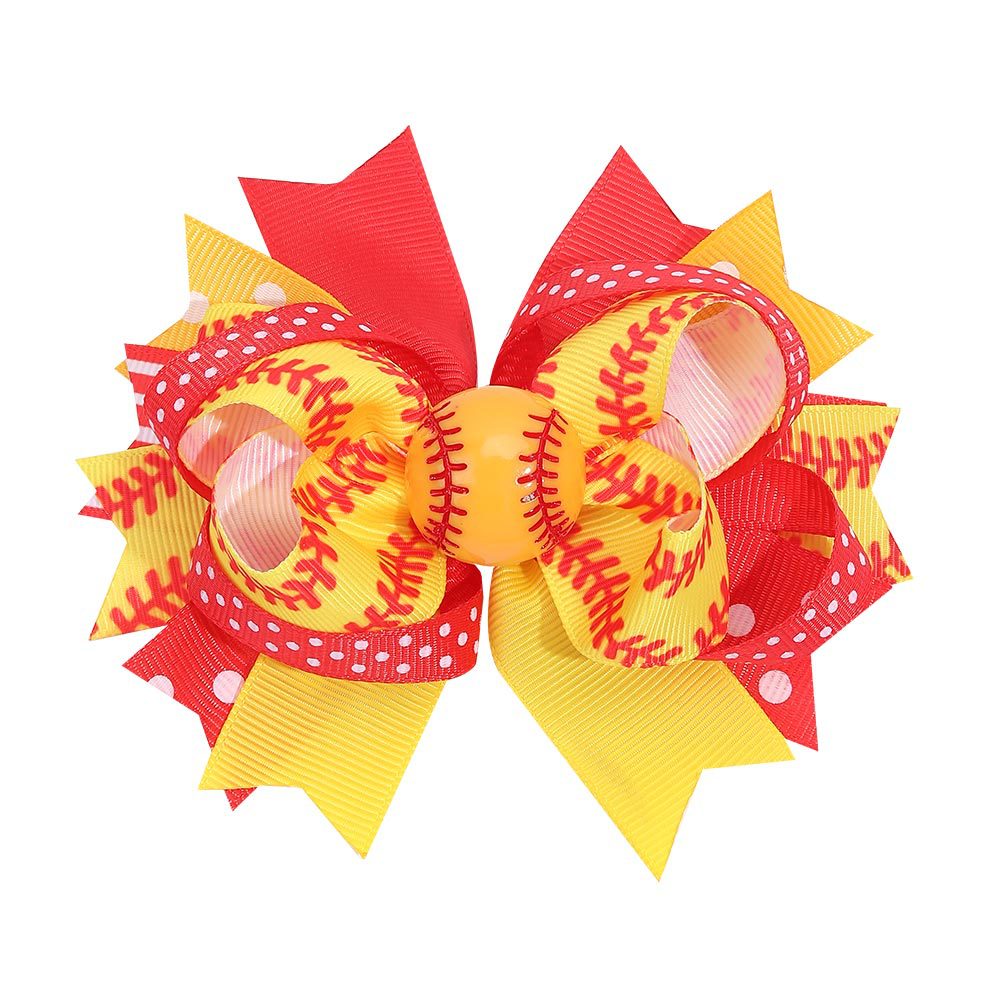 Wholesale Sports Ball Children' s Hair Multi-layer Rib Ribbon Bow Hairpin Baby Sports