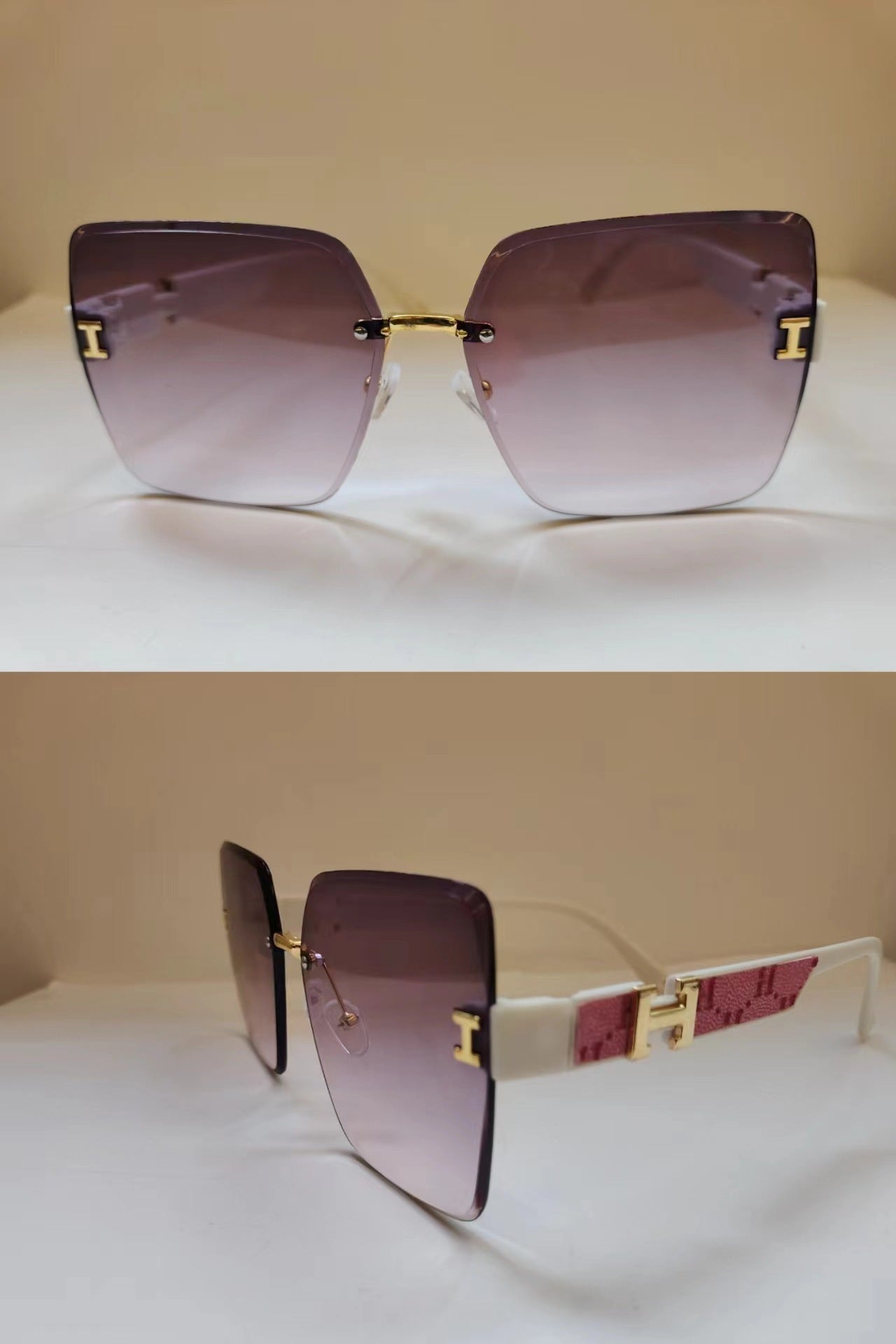 Wholesale Frameless Dual Color Gradient High-end Women's Trendy Driving Sunglasses