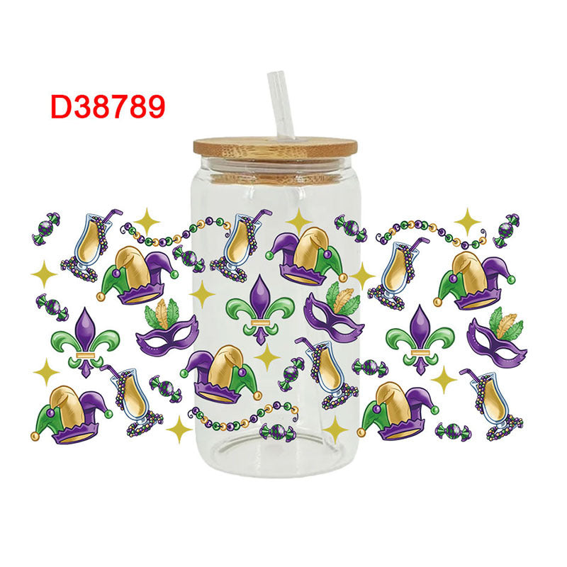 Wholesale UV transfer sticker for glass cups crystal label crystal sticker 16OZ UV DTF WRAPS