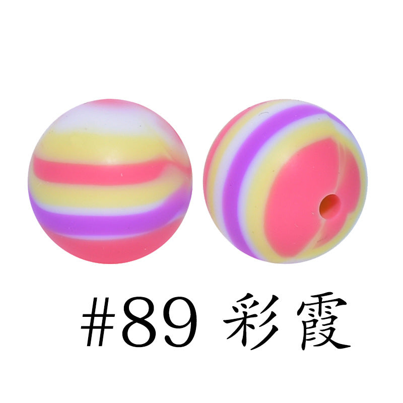 Wholesale 50pcs 16mm Print Silicone Beads Colorful Silicone Water Transfer Beads