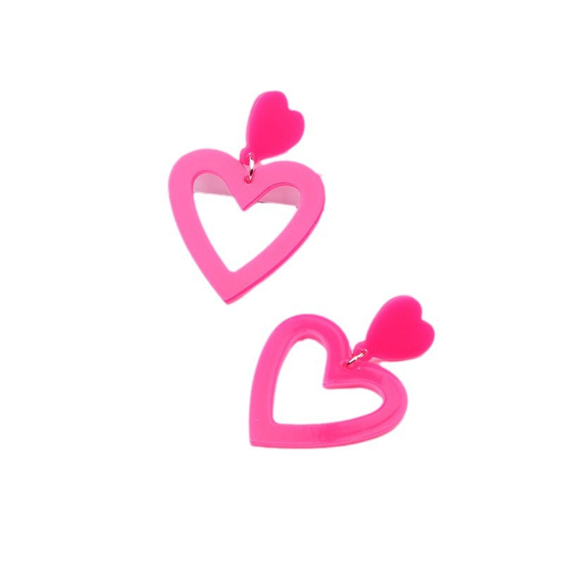 Wholesale Colorful heart-shaped big water droplets  Acrylic Earrings