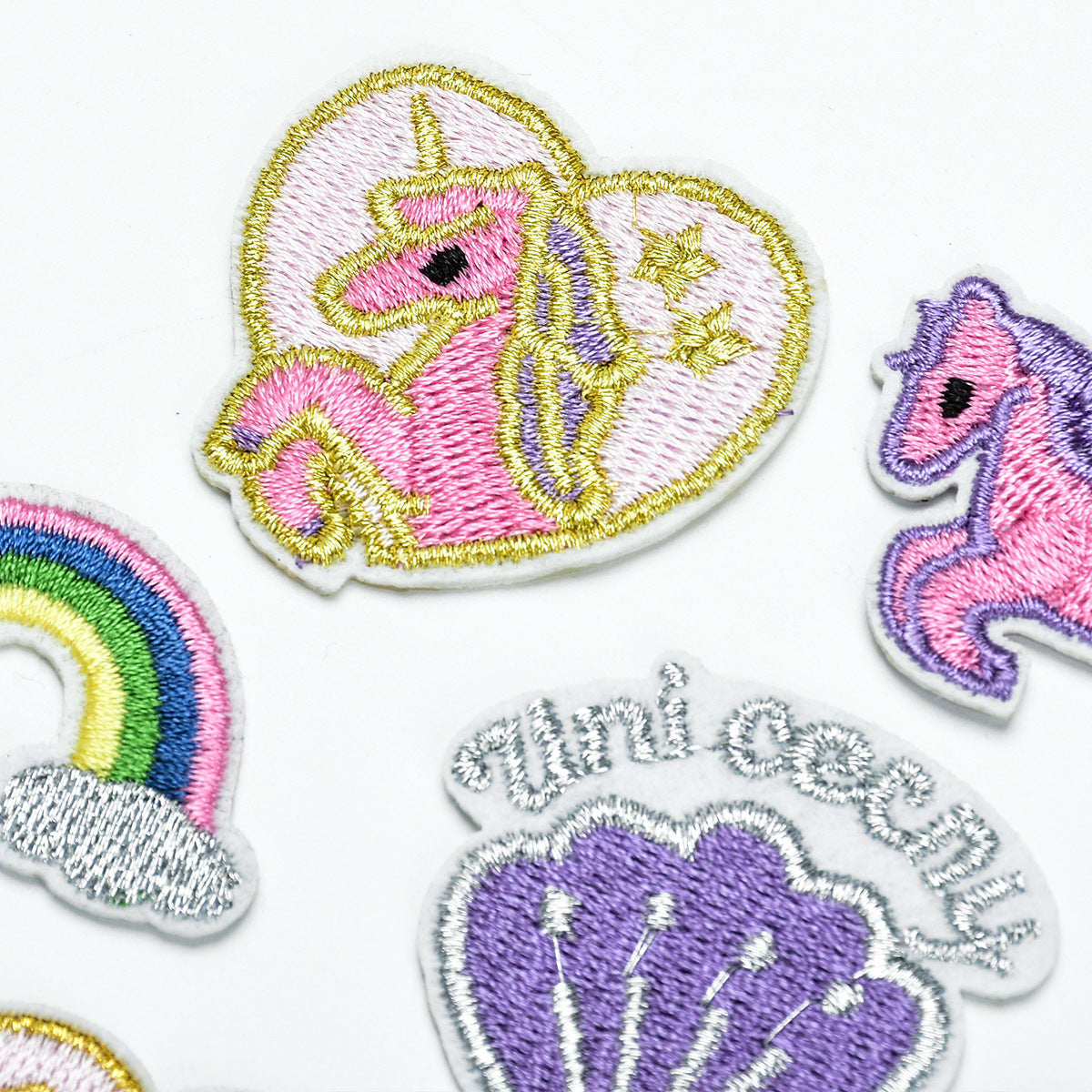 Wholesale Cute Cartoon Patch Set With Rainbow Pegasus Bunny Flowers DIY Craft Accessory For Bags Clothing Towels