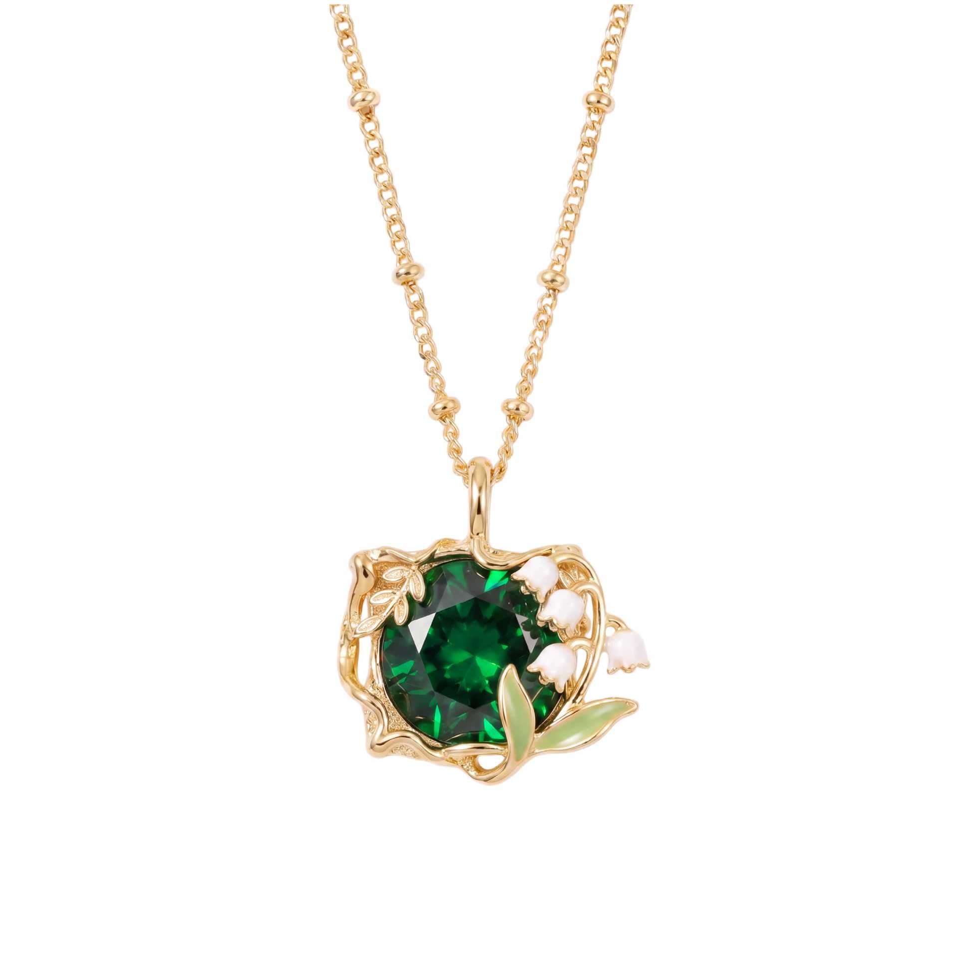 Wholesale Stainless Steel Vintage Floral Enamel Pendant Necklace Casual Jewelry Gift