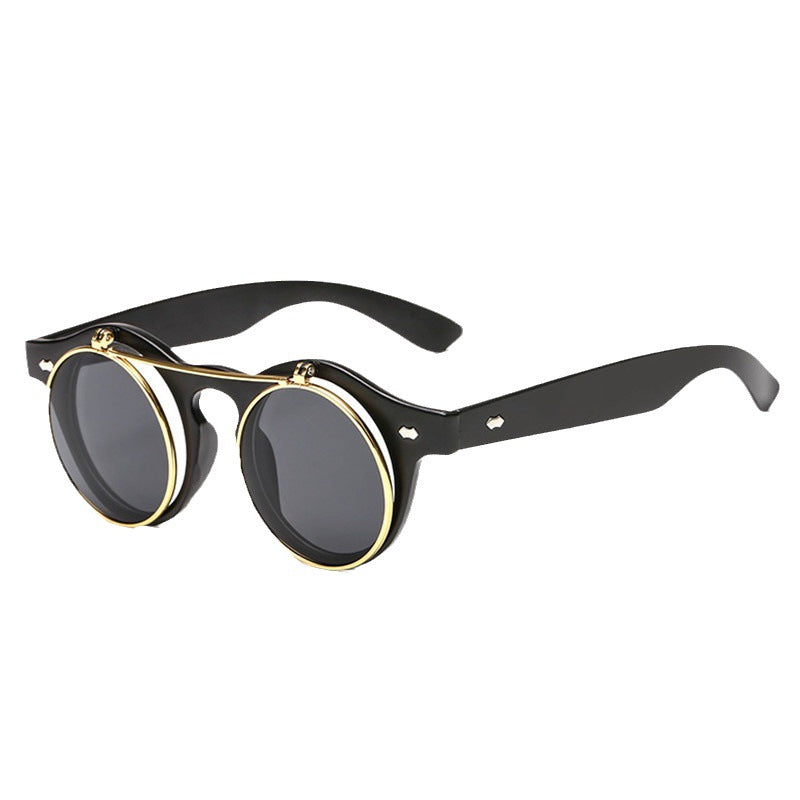 Wholesale Double Flip Round Retro Sunglasses