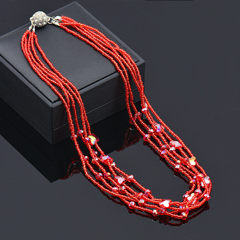 Wholesale Magnet Rhinestone Butterfly Crystal Beads Necklace Bracelet Set