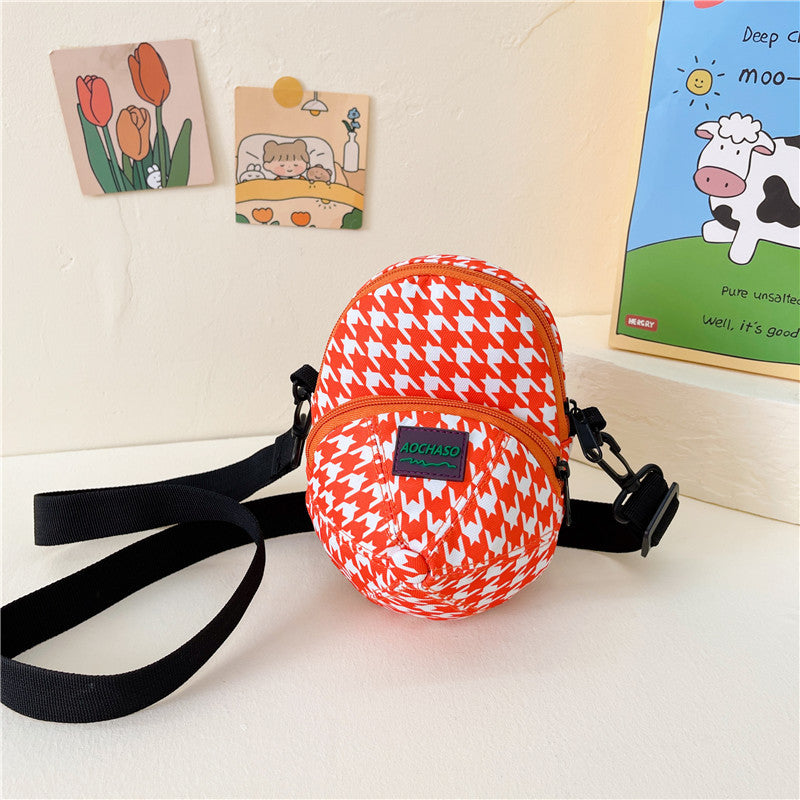 Wholesale Shoulder Canvas Bag Checkerboard Messenger Bag for Children
