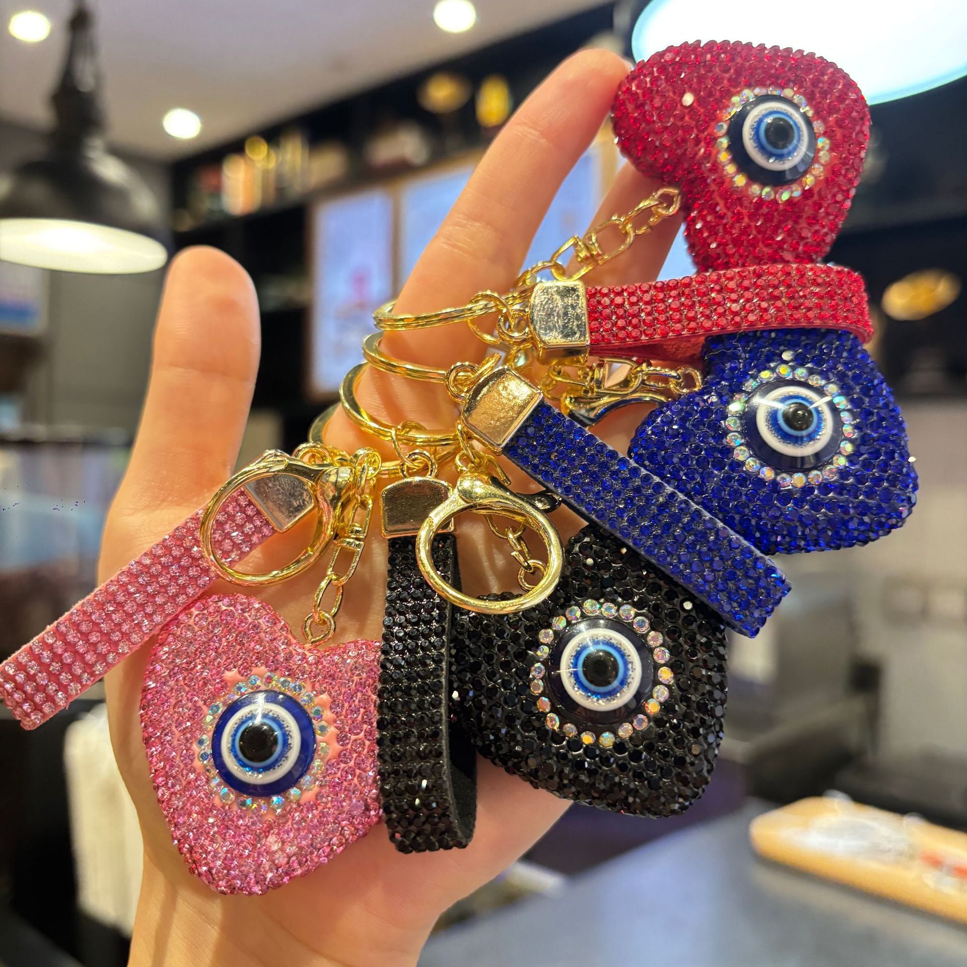 Wholesale Clay Full Rhinestone Heart Keychain