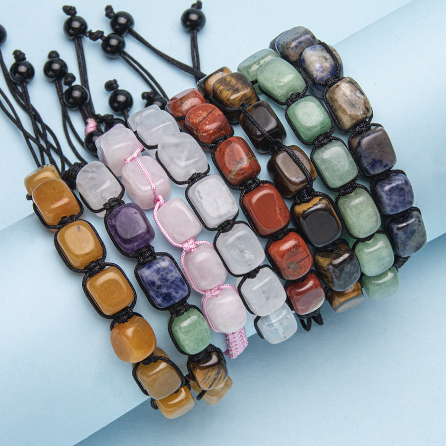 Wholesale Hand-woven colorful crystal rectangular adjustable bracelet