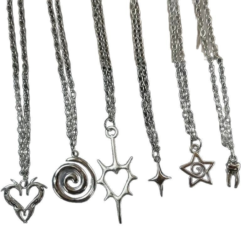 Wholesale 6/1 set alloy pendant necklace suit fashion punk jewelry women's whip fire heart teeth