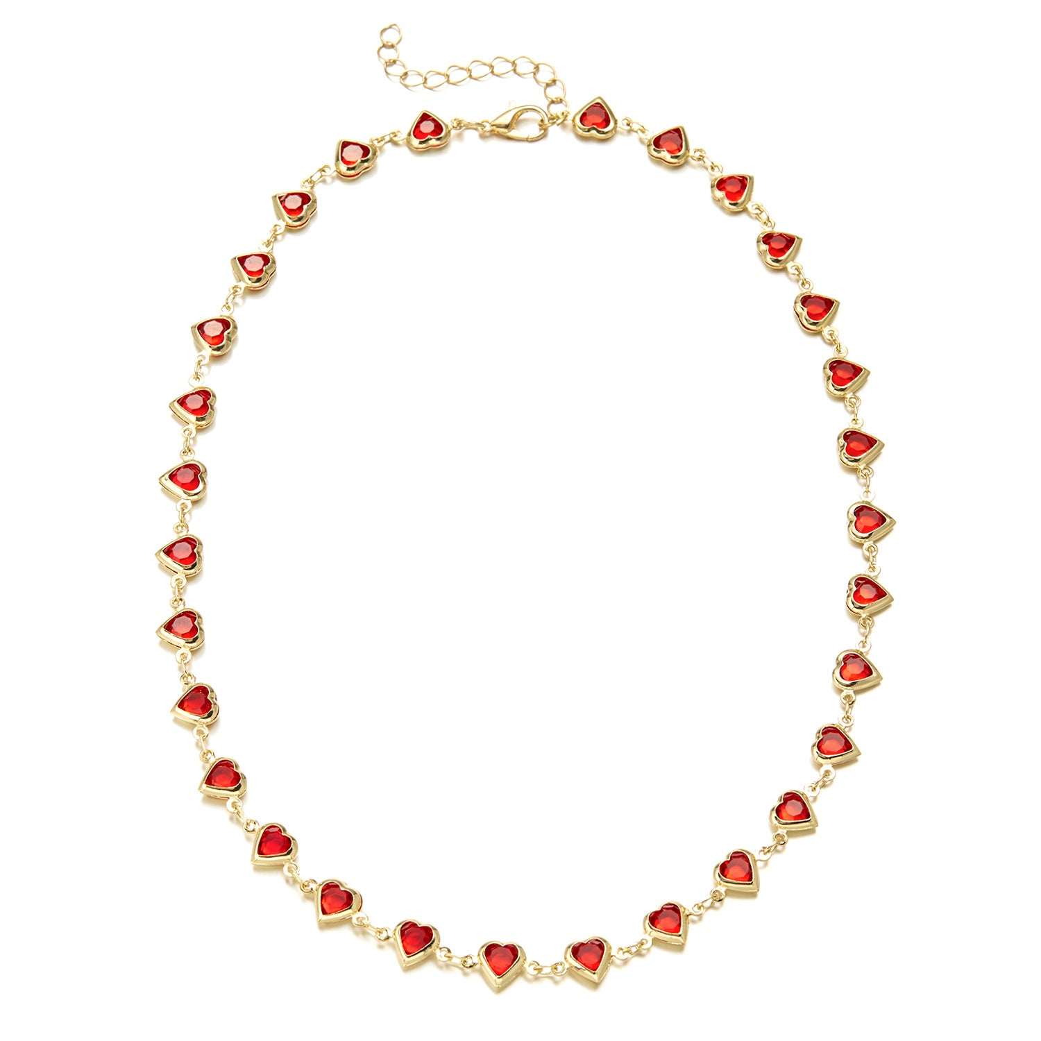 Wholesale Ethnic Heart Heart Glass Diamond Beaded Alloy Necklace