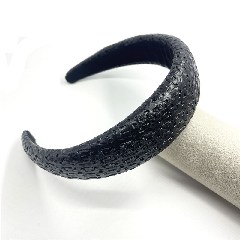 Wholesale PU Leather Sponge Hair Band Wide Edition HeadBand
