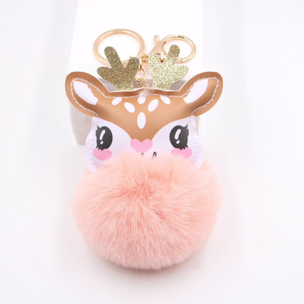 Wholesale Cute Plush Fawn Keychain Cartoon Deer Bag Charm Pendant Christmas Gift Car Key Accessory