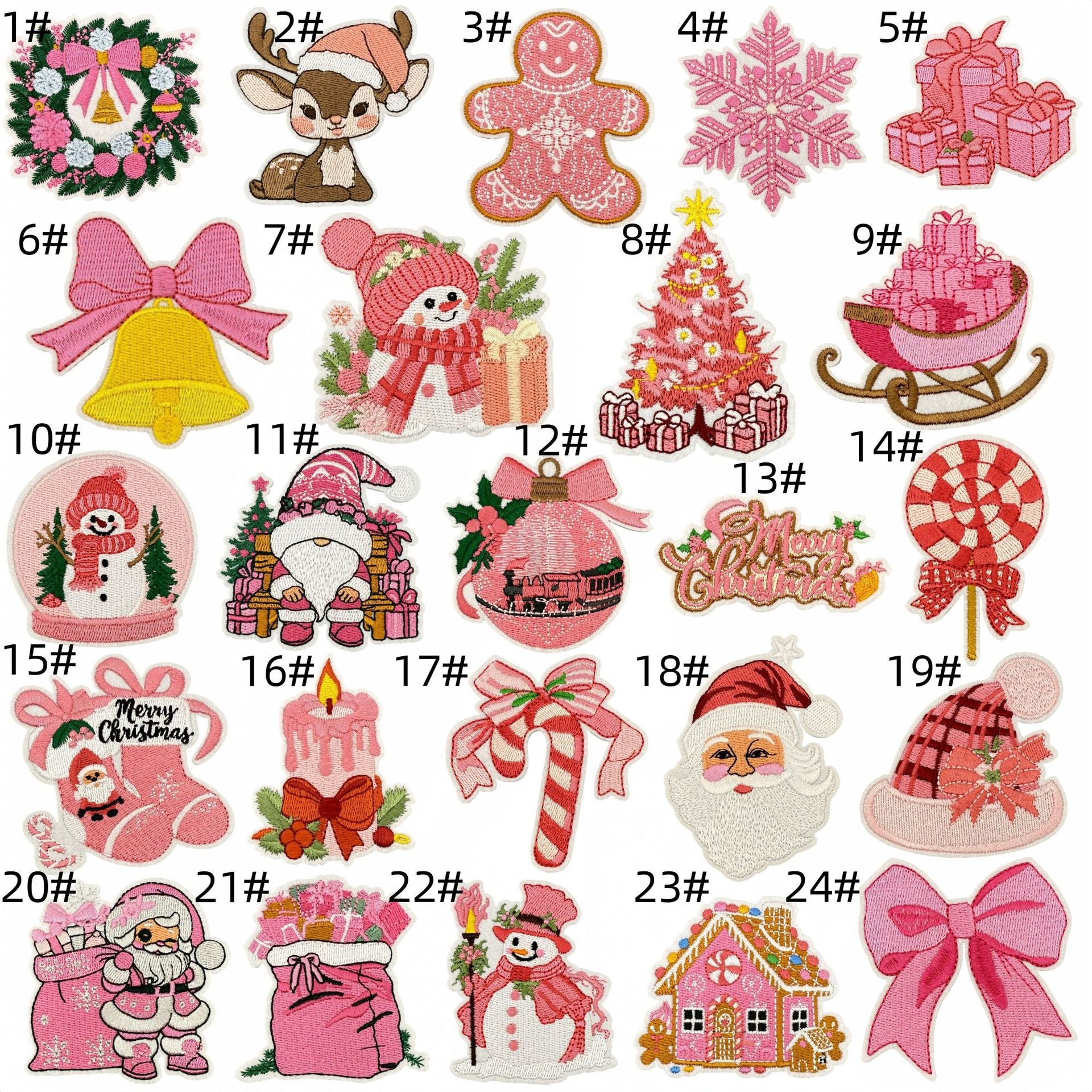 Wholesale Pink Christmas Series DIY Patches