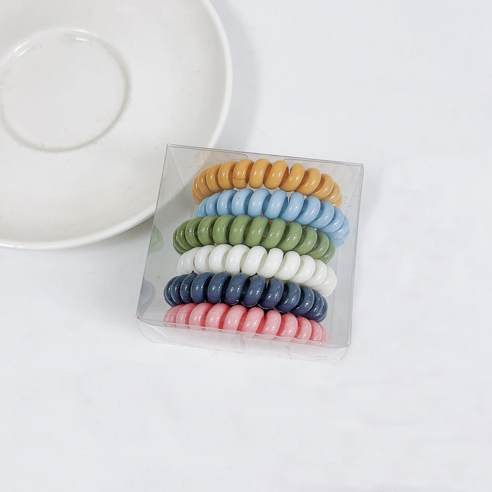Wholesale Telephone Cord Rainbow Color High Elasticity Plastic Hair Ties