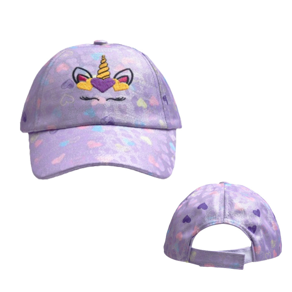 Wholesale children's hat cartoon colorful baseball hat unicorn sun hat baby girl little dinosaur peaked cap