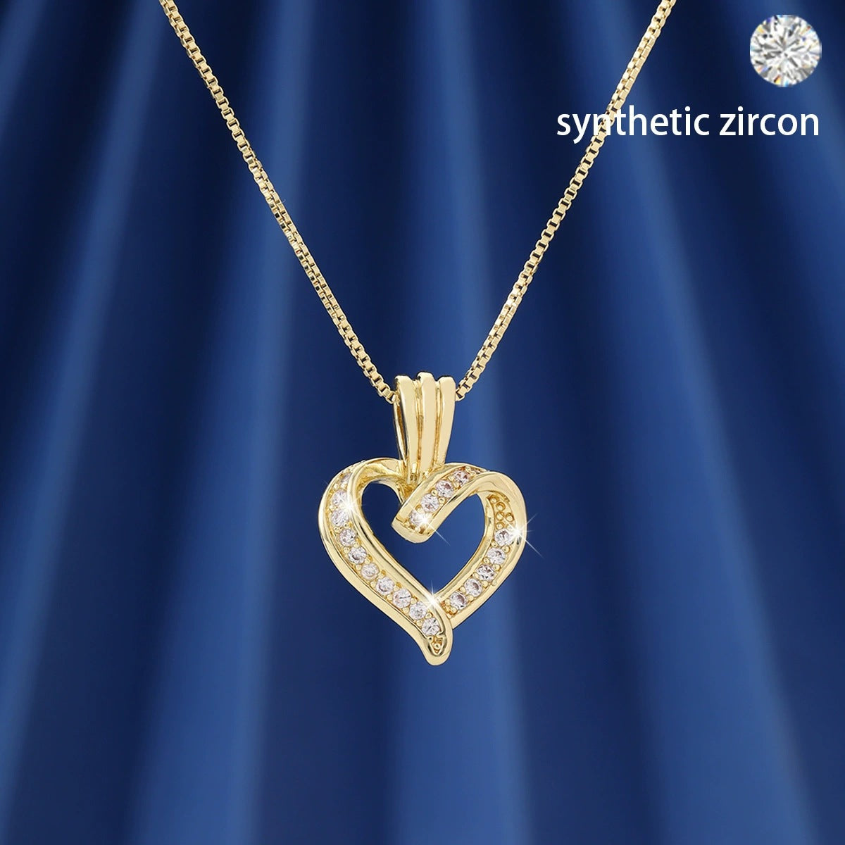 Wholesale Copper Electroplated Heart Pendant Necklace Zircon Inlaid Hollow Design Fashion Accessory For Casual Everyday Wear