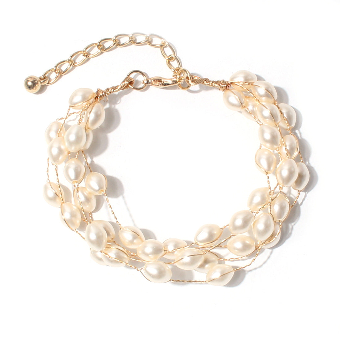 Wholesale simple retro pearl multi-layer temperament sweet wind gold bracelet