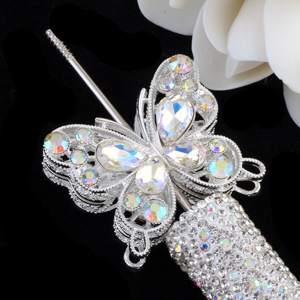 Wholesale 10pcs double-sided alloy butterfly crystal diamond beads