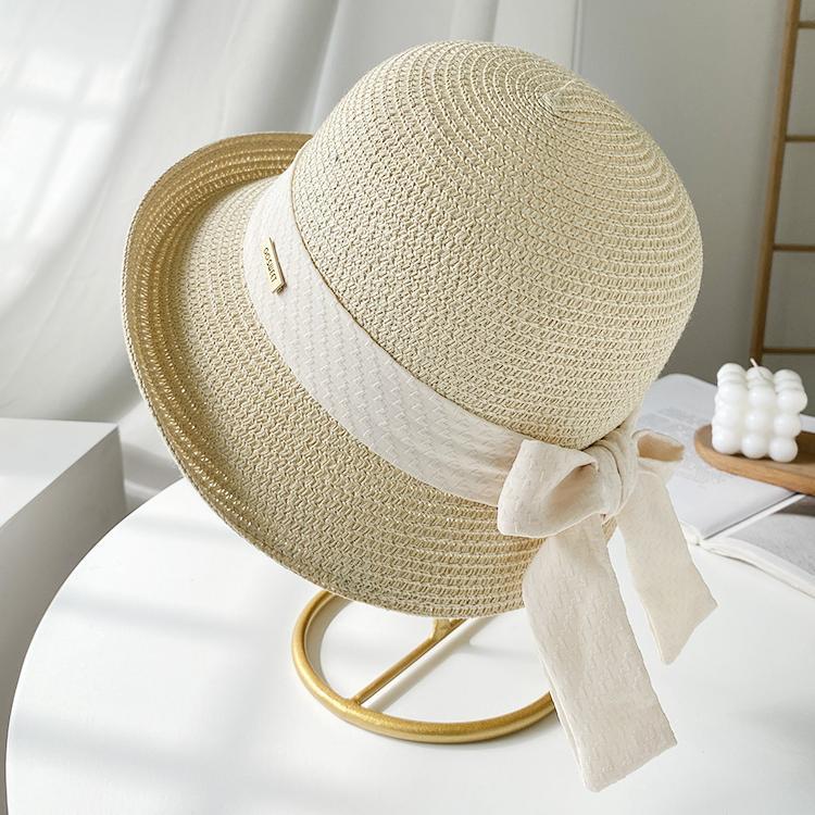 Wholesale Straw Hat Sun Protection UV Protection Sun Visor Bow Bucket Hat