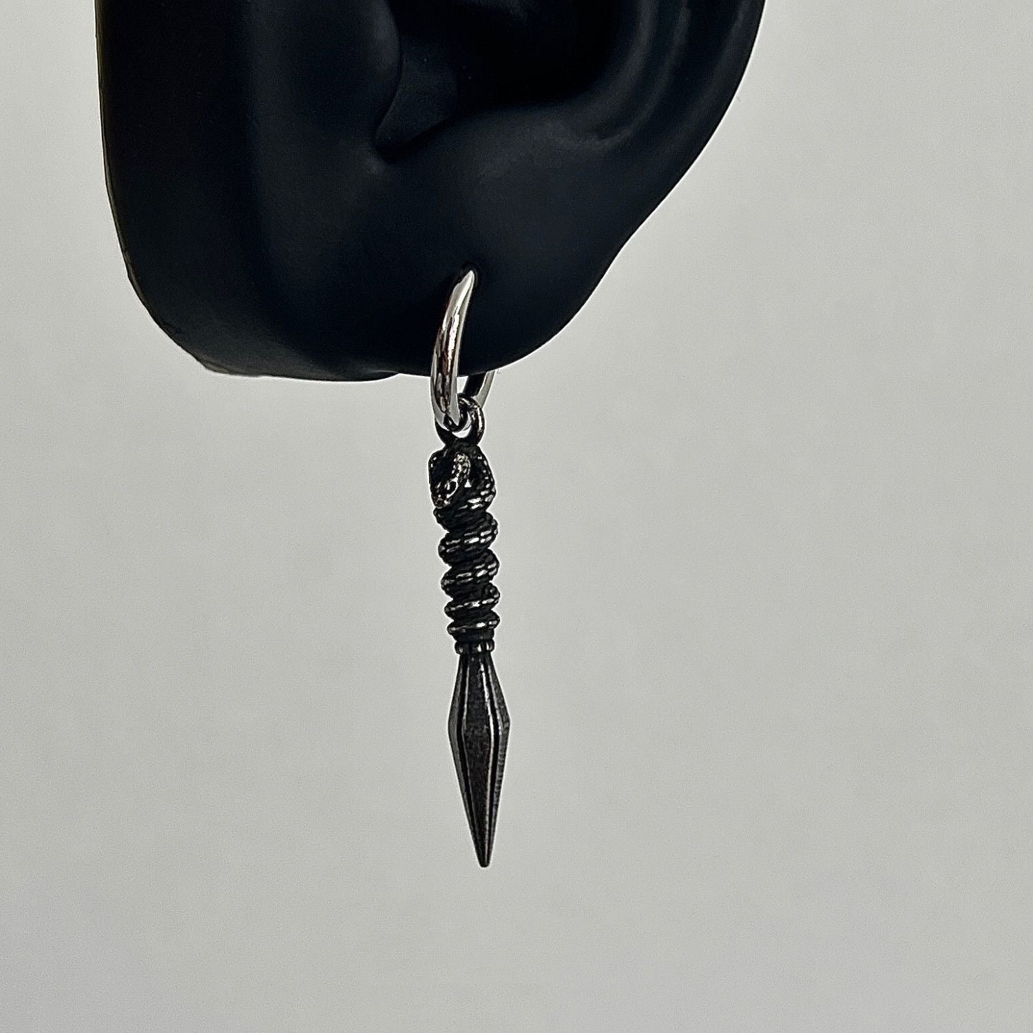 Wholesale retro puncture cross sword pendant Titanium Steel Earrings