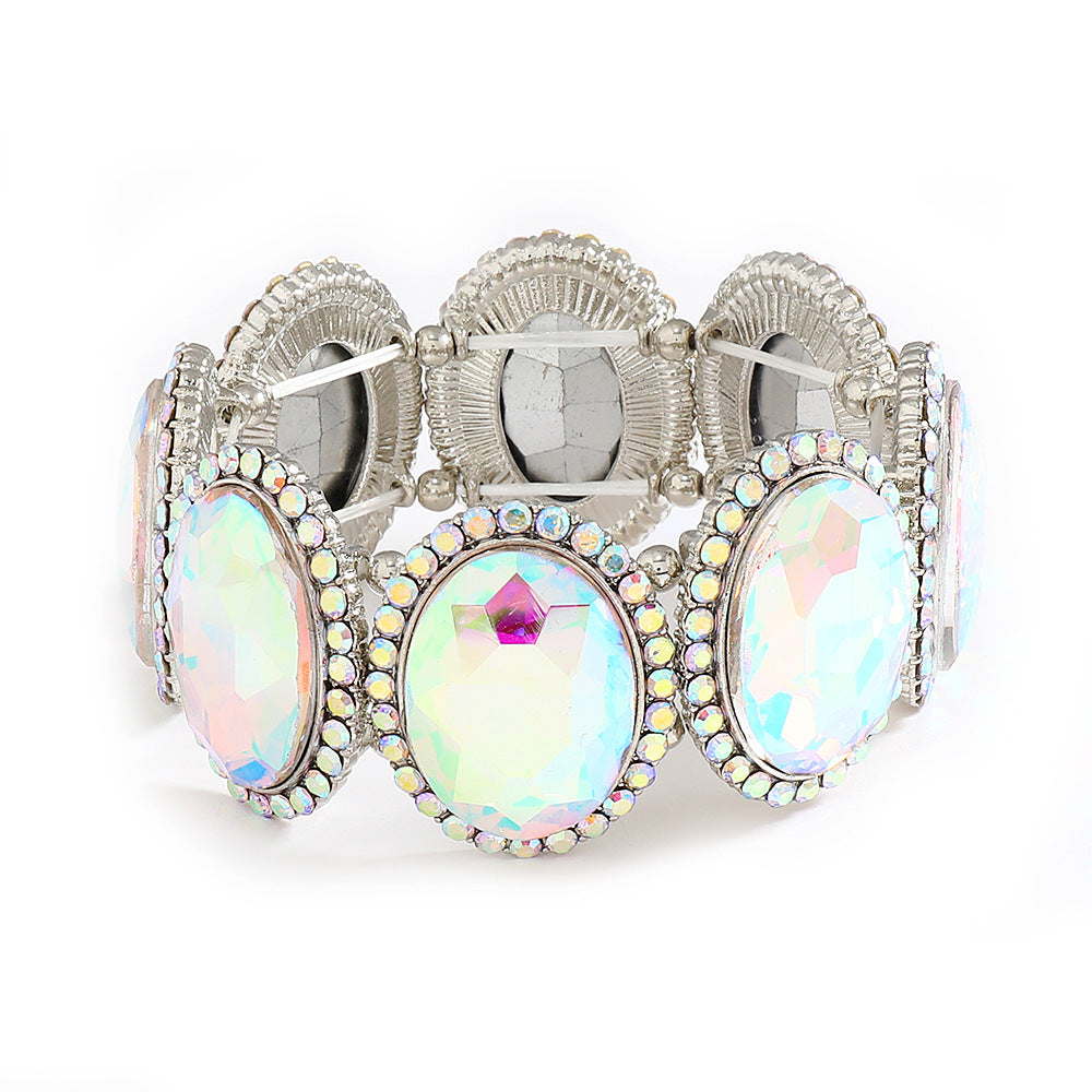 Wholesale Stylish Golden White Rhinestone Circle Bangle European Fashion Jewelry Accessory For Gift Giving And Boutique Resale