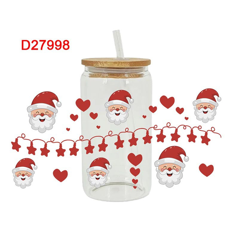 Wholesale Uv Transfer Sticker Glass Cup cactus 16oz Glass Cup Special Sticker