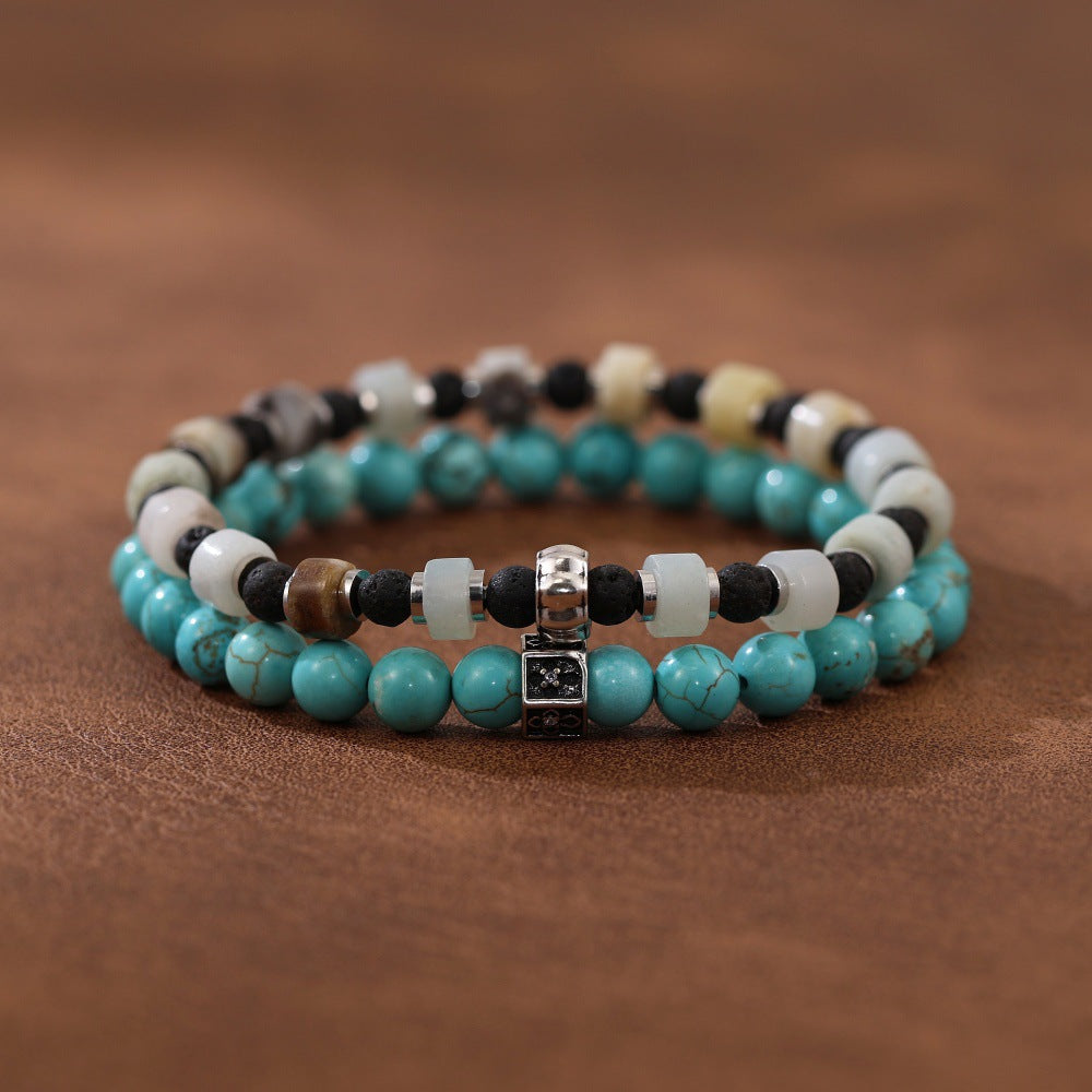 Wholesale Colored turquoise string men' s bead bracelet