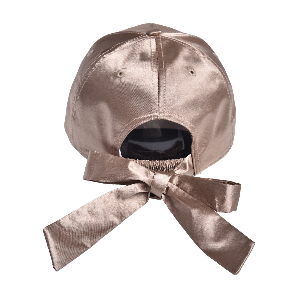 Wholesale  Satin Bright Ribbon Bow Casual Fashion Sunshade Hat